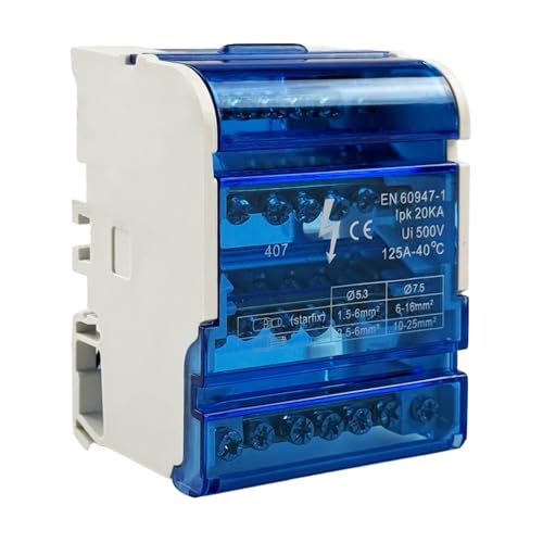 Bornier rail DIN 125A 500V avec connecteur répartiteur de fil d'armoire 4 entrées 24 sorties