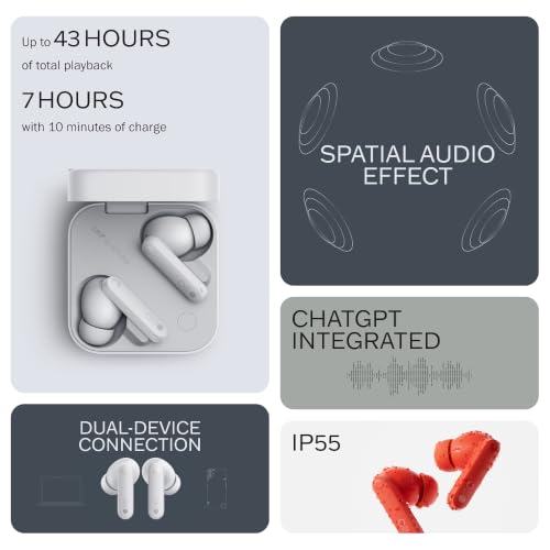 Image of CMF BY NOTHING Buds Pro 2 with 50 dB ANC| Hi-Res + LDAC| Smart Dial| Spatial Audio|Dual Drivers Bluetooth Headset (Light Grey, in the Ear)