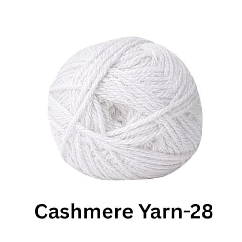 Image of VCR White Cashmere Knitting Yarn, 100 Grams Hank, 265 Meters Length, Acrylic 75% and Nylon 25%, Soft Crosia Thread for Crochet and Knitting, Suitable for Sweaters, Pullovers and Jackets