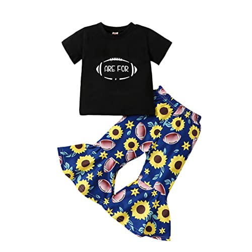 Conjunto de roupas de verão para bebês meninas, manga curta, estampa de letras, girassol, conjunto d