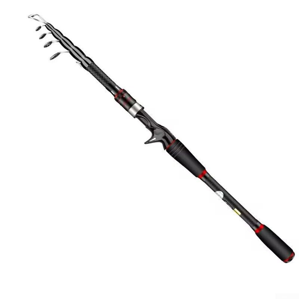 Caña de pescar Baitcasting, 0.65-2.4 m de longitud, tonalidad MH, peso de señuelo de 6-35 g, 5-7 secciones, material de fibra de carbono, diseño telescópico para portabilidad (mango de 2.1 m