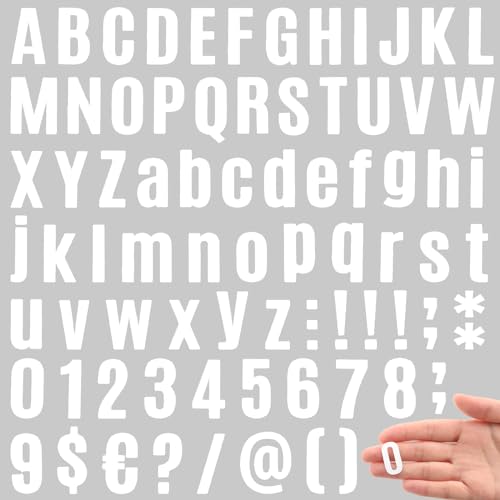 Image of Qilery 32 Sheets 1 Inch Letter and Number Stickers Self Adhesive Vinyl Letters Alphabet Stickers Big Font Letters Number Tags for School Classroom Home Mailbox Decor (White)