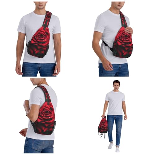 Bolso cruzado tipo sling unisex negro con diseño floral miniatura 6
