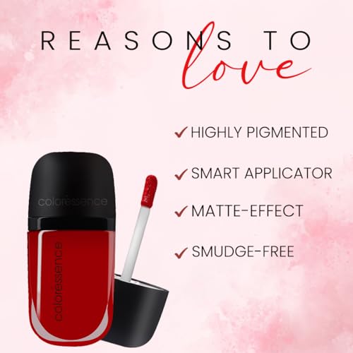 Image of Coloressence Intense Liquid Lip Color | Long Lasting, Smudgeproof, Waterproof and Intense Color Formula for Long Lasting Effect | 9+ Hours Intense Wear & Velvety Matte Finish | Cranberry Crush | 8ml