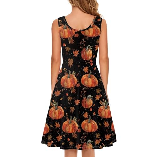 Image of TOADDITDO Women's Sleeveless O Neck Beach A-Line Party Coctail Tank Dresses Flared Sundress