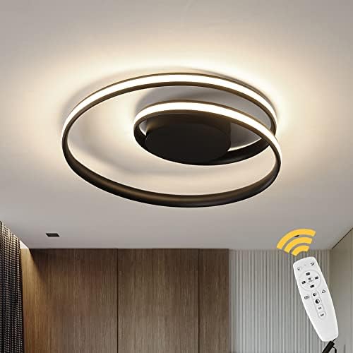 OKES LED Ceiling Light,Modern Ceiling lamp,14''Round led Flush Mount Light Fixtures Acrylic Black LED Chandelier for Dining Room,Kitchen,Bedroom,Living Room, dimmable/3000-6000K