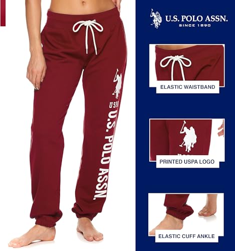 Image of U.S. POLO ASSN. Womens Sweatpants - Women Joggers Sweats with Logo Print - French Terry Poly-Cotton