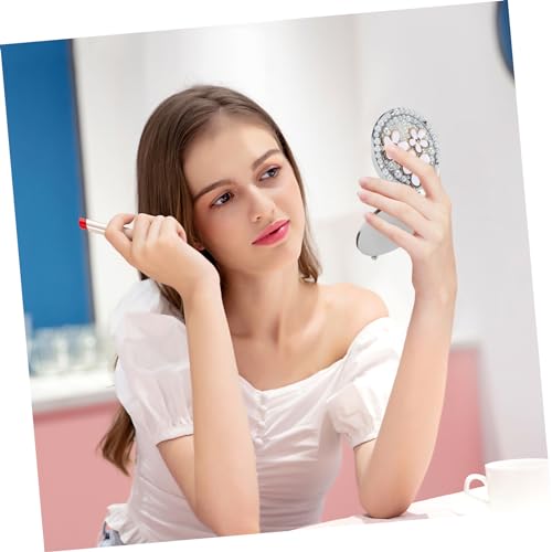 Miroir compact double face floral mignon pour retouches maquillage