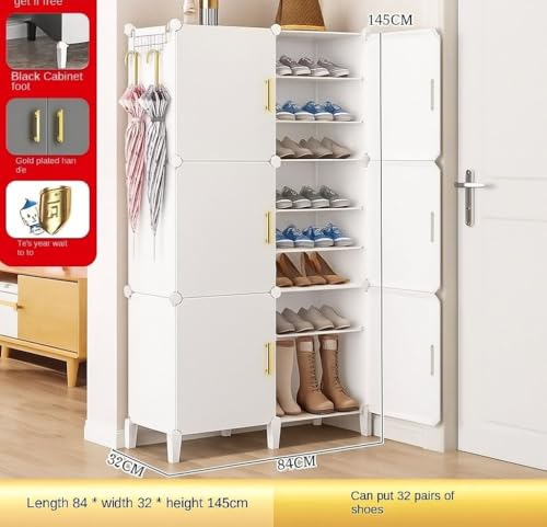 Image of Mevigo 18-Tier Shoe Rack with 6-Doors| Holds 36-Pairs |Waterproof & Dustproof Modular Plastic Shoe Cabinet| Foldable Stackable Shoe Organizer with Metal Frame |Space Saving Storage for Home,Entry Way