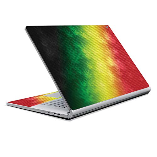 Image of MightySkins Carbon Fiber Skin for Microsoft Surface Book 2 13 inch (2017) - Rasta Rainbow,Protective, Durable Textured Carbon Fiber Finish,Easy to Apply, Remove, and Change Styles,