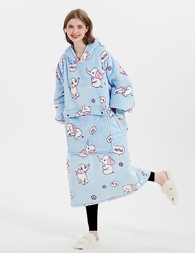 Image of KFUBUO Wearable Blanket Hoodie for Adults Sherpa All Patterns Oversized Sweatshirt Blanket with Pocket
