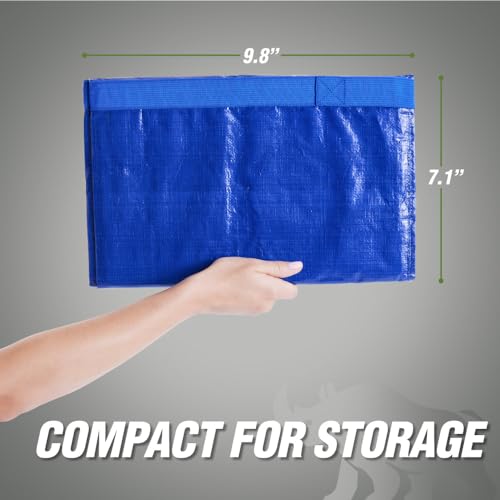 RUGGED RHINO Heavy Duty Extra Large Moving Bags, 50lb Capacity Tote, Durable Water and Puncture Resistant Winter Clothes Storage Totes for Moves, Strong Carry Handles, Zippers, 4 Pack Blue image 2