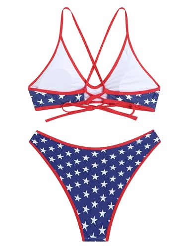 Image of ZAFUL Women's Tie Back Padded High Cut Bralette Bikini Set Two Piece Swimsuit