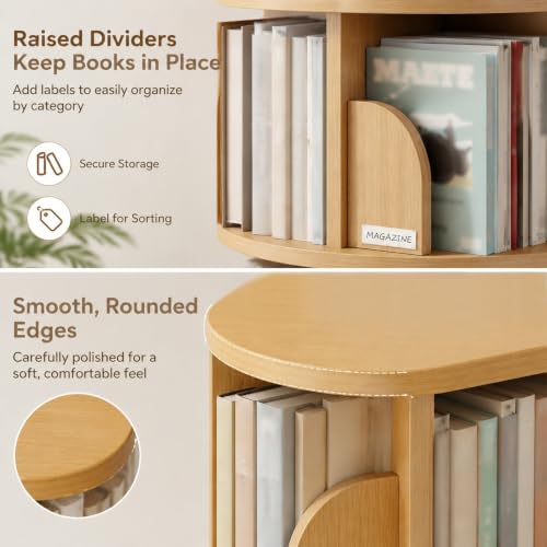 Librería giratoria 360 estantería libros madera estante vertical hogar gran capacidad 6