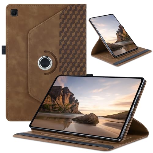 Hülle für Samsung Galaxy Tab S6 Lite 2024/2022/2020 10.4 Zoll, PU Lederhülle 360 Grad Drehbar Ständer Hülle, Auto Schlaf/Aufwach Magnetische Schutzhülle für P620/P625/P613/P619/P610/P615, Braun