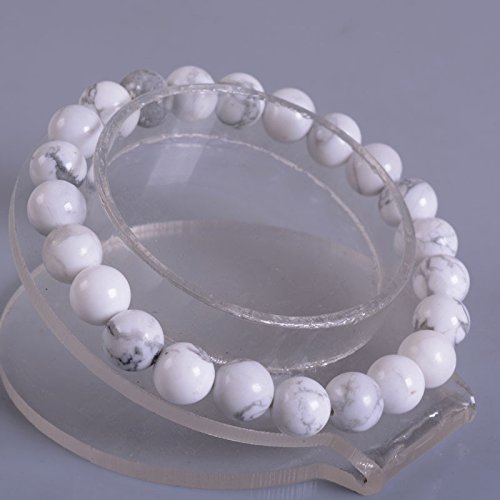Justinstones Natural White Howlite Gemstone 8Mm Round Beads Stretch Bracelet 7 Inch Unisex #TOP1