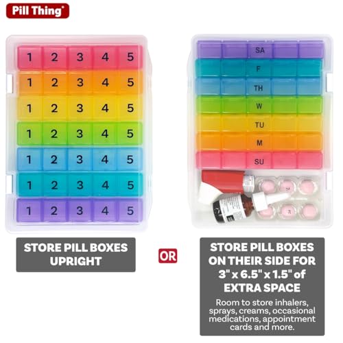 Image of 5 Times a Day Weekly Pill Box Organizer Case, Secure 7 Day Pillbox with Medication Schedule (5 Time-a-Day)
