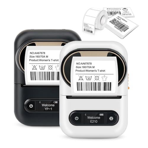 E210 �T�[�}���v�����^�X�e�b�J�[�|�[�^�u�����C�����X Bluetooth �~�j���x���}�V���X�e�b�J�[�v�����^ �ȒP�ɑN�₩�ȃ��x�������(White and Black)