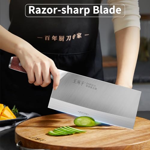 Wangmazi YM-1-3-190-CLE-7 Chef Knife Chinese Cleaver Knife German Stainless Steel Kitchen Knife Ergonomic Comfortable Handle Non-Stick Razor-Sharp Blade Over 300 Years Of Brand thumb #3