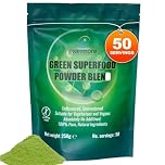 Super Greens Powder Blend - Vitamin Mineral Nutrient Rich - Immune System & Energy Boost - Vegan Vegetarian Superfoods Supplement Alkaline Fullly Natural Gluten Free Detox- 250g 50 Servings, Evanmore