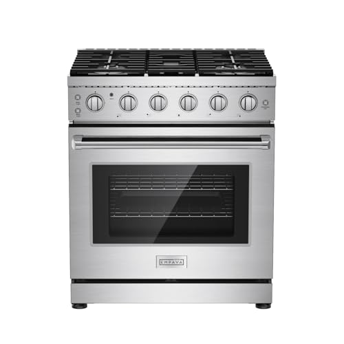 Comparison: Best 30 Inch Gas Stove 9 Empava 30 Inch Gas Range with True Convection, 4.55 Cu. Ft Oven, 18,000 BTU Power Burner for Searing, 5 Sealed Burners Cooktop, Convertible NG/LP, Stainless Steel, CSA Certified