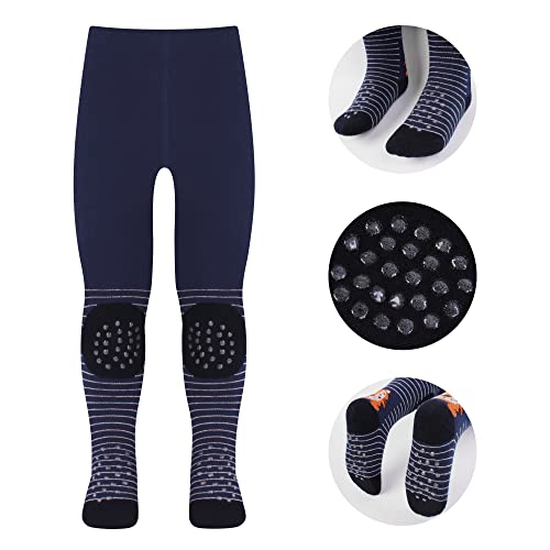 L&K-II 1er Pack Krabbelstrumpfhose Baby Mädchen Jungen Strumpfhose mit ABS Sohle Anti Rutsch Noppen Auto Flugzeug Löwe Motiv 2768G 80-86