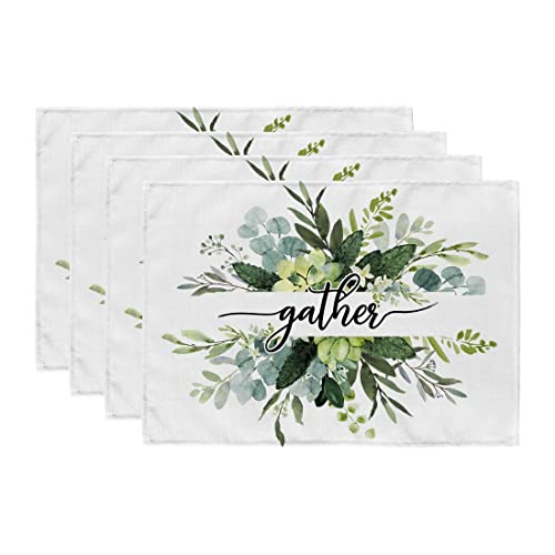 Geeory Eucalyptus Farmhouse Placemats 12X18 Inch Set Of 4 Spring Summer Table Place Mats Rustic Holiday Kitchen Dining Decorations For Indoor Outdoor Dinner Party Décor Gp026 #TOP6