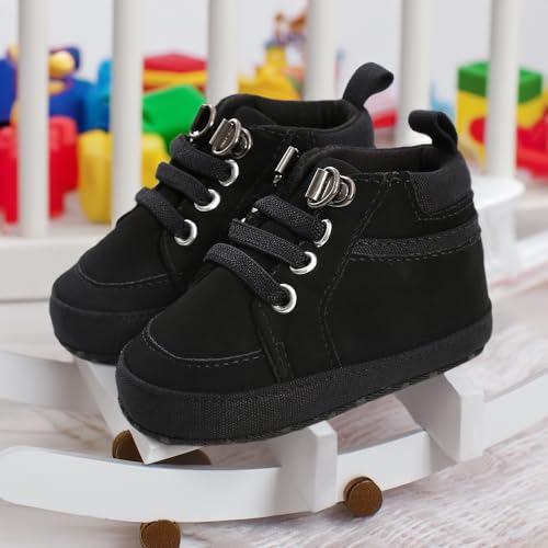 Image of CENCIRILY Baby Boys Girls High Top Sneakers Soft Soles Anti Skid Infant Ankle Shoes Toddler Prewalker First Walking Crib Shoes