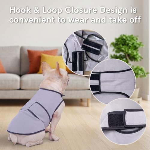 Sychien Dog Anxiety Jacket,Dog's Thunder Calming Shirt Wrap Vest for Medium Dogs,Travel, Fireworks, Separation, Bluish Grey M — view 3