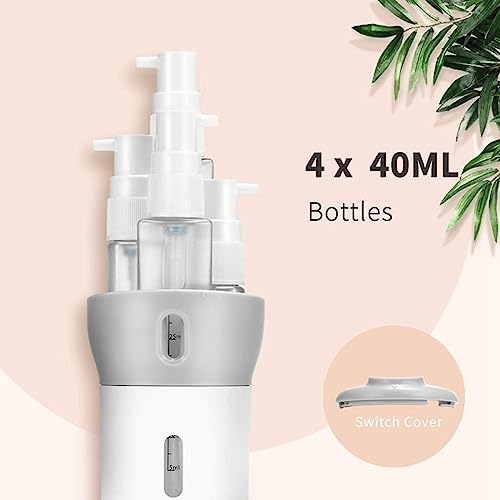 Foto von 4 in 1 Reisespender Shampoo Lotion Gel Set Auslaufsichere Reisebehälter Flaschen für Toilettenartikel Körperwaschflüssigkeit Creme (Grau)