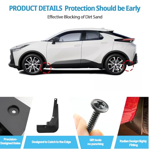 Image of Ruiya 2016-2022 CHR Mud Flaps Splash Guards for Toyota CHR Accessories No Drilling /Tape Mudflaps Wheel Liner Fenders Compatible with 2016 2017 2018 2019 2020 2021 2022 Toyota CHR Accessories