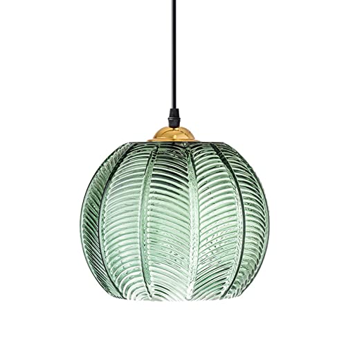 Lámpara de techo esférica E27 de cristal texturizado verde y tres luces