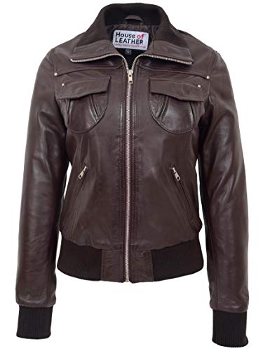 Veste bomber ajustée en cuir véritable femme blouson motard coupe cintrée