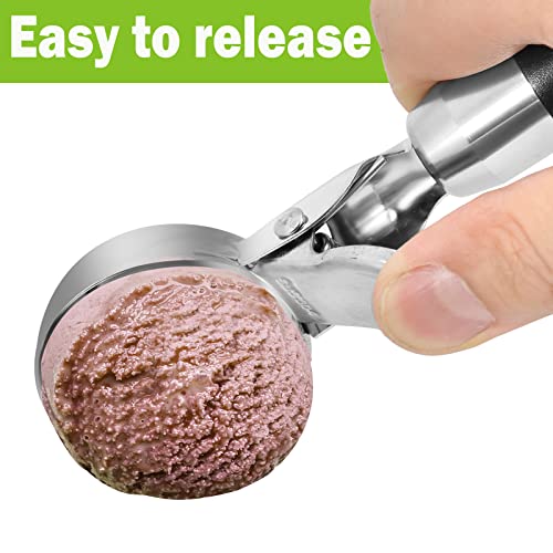 Leden Ice Cream Scoop With Trigger Metal Ice Cream Scooper Spoon Stainless Steel, Durable Cookie Scoop, Perfect For Melon, Meat Balls, Easy And Quick Release, Non-Stick Dishwasher Safe #TOP1