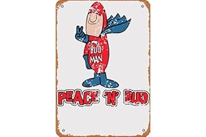 Budman Peace And Bud Ad Distressed Funny Vintage Metal Tin Sign