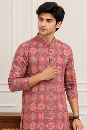 Image of FOXDX Men's Traditional Cotton Floral Printed Only Kurta