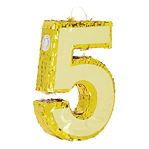 Pinata anniversaire 5 ans dorée pour illuminer le goûter des enfants