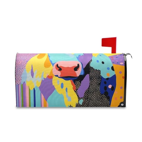 sanluoli Copertura decorativa per cassetta della posta con mucca psichedelica delle Highland per Pasqua, simpatica copertina per cassetta delle lettere del Ringraziamento, 45,7 x 52,6 cm