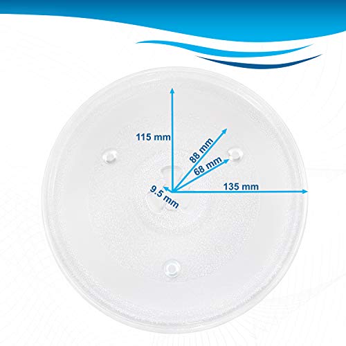 Hqrp 10.5" / 27Cm Glass Turntable Tray Compatible With Ge General Electric, Hamilton Beach, Panasonic, Emerson, Haier, Chefmate, Avanti, Sunbeam, Oster Microwave Oven Cooking Plate 10-1/2-Inch 270Mm #TOP2