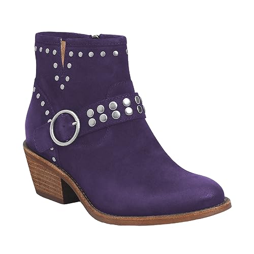 FOWT Women V Cut Cowgirl Ankle Boots Metal Rivet Studded Short Booties Slide Zipper Low Block Striped Heel Boots Metal Buckle Casual Fashion Work Shoes Size 4-16 US