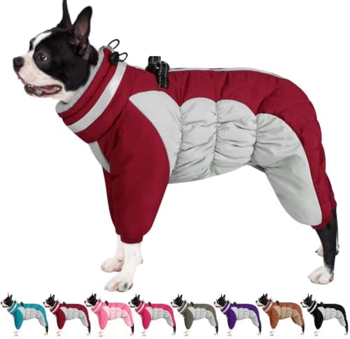 AOFITEE Hundemantel Mittelgroße Hunde Warmer Winter Hundeoverall mit Beinen | Wasserdicht Hundejacke mit Geschirr Gefütterter Winteroverall für Hunde, Wintermantel Hund Mantel für