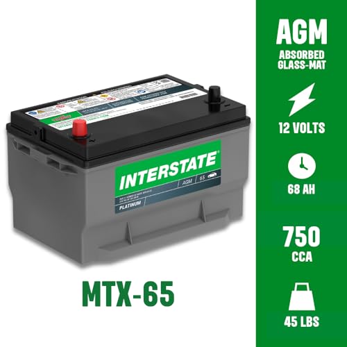Image of Interstate Batteries Car Battery 12V 68Ah 750CCA Group 65 AGM