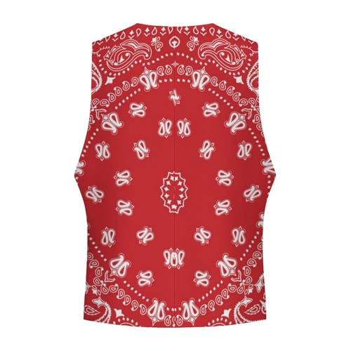 Red Bandana Pattern Funny Men's Formal Suit Vest Casual Business Dress Waistcoat Printed Vest Slim Fit4