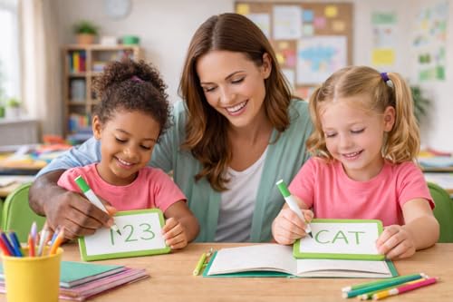 Image of YAJNAS 8x10 Inch Double Sided White Board Mini Slate for Kids Pre Writing Practice Drawing Writing Learning Board Educational Toy for Toddlers Preschool Nursery Children Reusable Whiteboard Slate