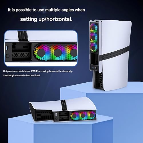 Image of Cooling Fan for PlayStation 5 (Slim /Pro, Disc & Digital) - Ultra-Quiet 3-Speed, USB 3.0 Pass-Through, Dynamic RGB - Black