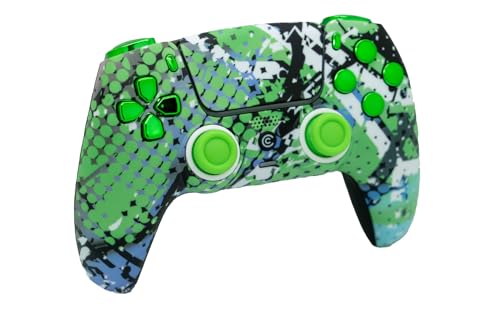 Image of Custom Controllerzz Custom Wireless Controller Compatible with PS5 - Multiple Designs Available (Swamp Fade & Green Chrome)