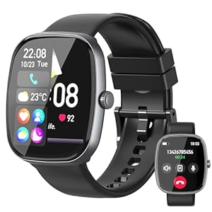 Smart Watch for Women Men, 1.85″ HD Fitness Watch with 120 Sports Modes, 5.3 Bluetooth Call, 250+ Custom Dials, Heart Rate/Sleep Monitor Fitness Tracker, IP68 Waterproof Smartwatch for Android iOS