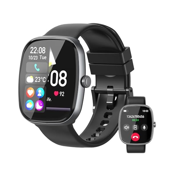 Smart Watch for Women Men, 1.85″ HD Fitness Watch with 120 Sports Modes, 5.3 Bluetooth Call, 250+ Custom Dials, Heart Rate/Sleep Monitor Fitness Tracker, IP68 Waterproof Smartwatch for Android iOS