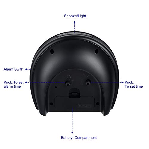 5.5" Silent Analog Alarm Clock Non Ticking, Gentle Wake, Beep Sounds, Increasing Volume, Battery Operated Snooze And Light Functions, Easy Set, Black (Best For Elder) #TOP3