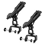byhsports 2 Pack Fishing Boat Rods Holder, Fishing Pole Rod Racks with 360 Degree Adjustable Large Clamp Opening, for Boat, Kayaks